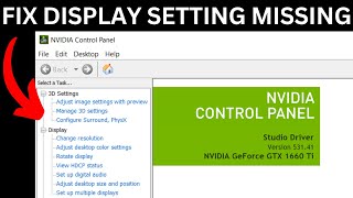 How To Fix NVIDIA Control Panel Display Settings Missing or Not Showing [upl. by Atiraj]