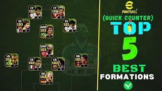 Top 5 Quick Counter Best Formations In eFootball 2024 Mobile  Custom Formation 🔥 [upl. by Kotz]