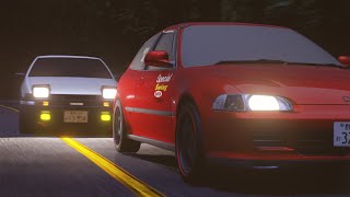 【頭文字D再現】Initial D AE86 vs EG6 in Blender 【Initial D × Blender】 [upl. by Gibert462]