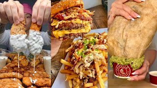 tiktok mukbang compilation 40  chipotle burrito wingstop and more [upl. by Brenn]