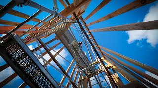 Mounting the final section of the turret roof [upl. by Ronym]