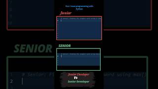 Junior vs Senior l love python programming programming python coder codewithdeveloper [upl. by Hoseia]