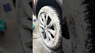 Deep Cleaning Gloss Black Alloy Wheels satisfying carwash [upl. by Halfon582]