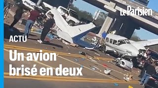 ÉtatsUnis  un avion se pose durgence au milieu des voitures sur une autoroute au Texas [upl. by Noirod305]