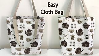 How to make a Tote bag with Lining  Perfect Tote bag sewing tutorial  Cloth bag making  DIY Bag [upl. by Aivin]