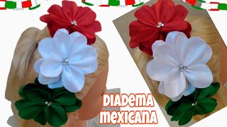 Diadema mexicana 💚🤍❤️con flores de satin [upl. by Elocin238]