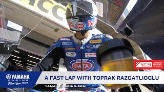 Onboard with WorldSBK rider Toprak Razgatlıoğlu at Circuit BarcelonaCatalunya [upl. by Lynad]