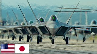 US Air Force Japan Arrival of Powerful F22 Raptor fighters at Kadena Air Base [upl. by Inalak]