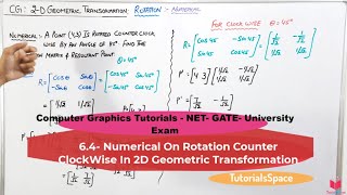 64 Numerical On Rotation Anticlockwise In 2D Transformation In Computer Graphics In Hindi [upl. by Ahsaya]