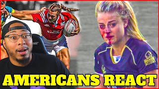 First Time Watching Womens Rugby You Wont Believe What These Athletes Can Do Americans React [upl. by Galvin708]