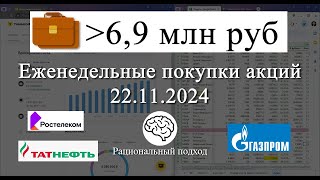 71 Еженедельное инвестирование Газпром Татнефть Ростелеком Москва Евротранс 22112024 [upl. by Lledor]