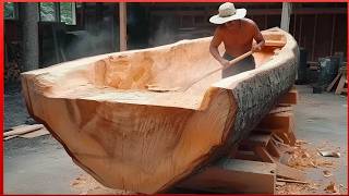 Man Turns Massive Log into Amazing CANOE  Start to Finish Build by OutbackMike [upl. by Vullo]