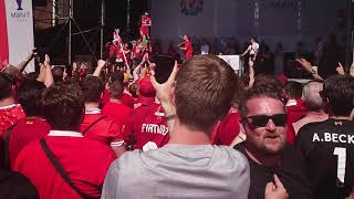 The Sadio Mané song Jamie Webster sings with fans in Madrid at Liverpool fan park [upl. by Ayikin]