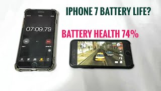 iphone 7 battery drian test at battery health 74 Ios 134 [upl. by Neelloj]