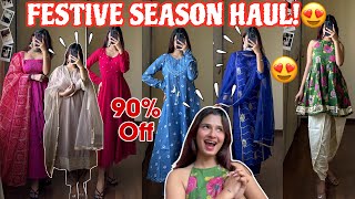 HUGE Myntra Sale Haul😍Upto 90 Off Festive Kurta Sets Under Rs1499  Try On Haul \ Rupal Yadav [upl. by Fugazy917]