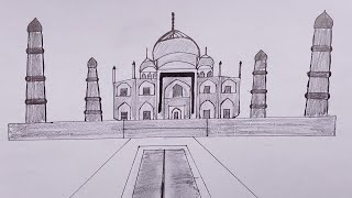 how to draw Taj Mahal step by step। easy Taj Mahal drawing। Sowa Moni Arts [upl. by Frankel]