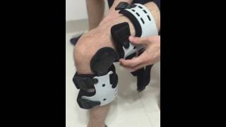 How to put on OA Unloading Knee Brace Reduce Ostearthritis Pain [upl. by Azarcon301]