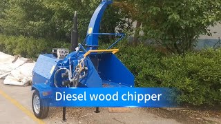 DWC40 Hydraulic Feed 40hp Diesel Wood Chipper From China [upl. by Elleinnad]