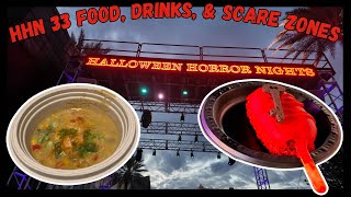 HHN 33 Food Drinks amp Scare Zones [upl. by Yborian465]