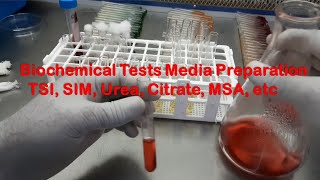 Biochemical tests Media preparation for Bacteria TSI SIM Urea Citrate MSA [upl. by Dinsmore136]