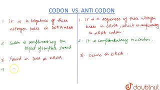 DIFFERENCE BETWEEN CODON amp ANTICODON [upl. by Yeznil]