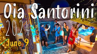 Oia Santorini nightlife walking tour 4k Greece 2024 [upl. by Amlev]