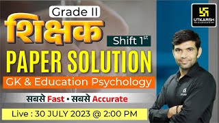 2nd Grade Teacher ReExam  GK amp Education Psychology  Shift1  Paper Solution  Utkarsh Classes [upl. by Duvall]