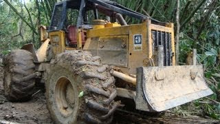 Caterpillar 518 Log Skidder Forestry Tractor 4x4 with Winch sn50S211 [upl. by Kanal]