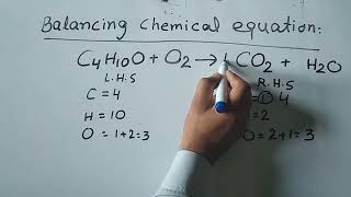 Balancing chemical equation C4H10OO2  CO2H2O [upl. by Juliann128]