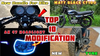 Top 10 Modification in Bajaj CT 100 Bike [upl. by Ennasirk793]