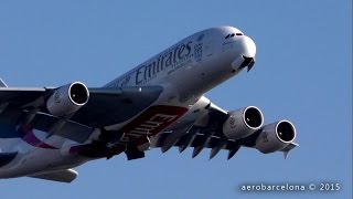 FULL HD Emirates A380  1 Year in BarcelonaEl Prat [upl. by Lledrac]