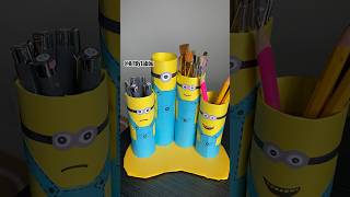 Minions Brush Holder With Tissue Rolls cardboards kidsvideo kidsactivities kidscraft minions [upl. by Ainej]