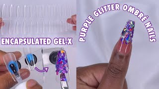 Simple Encapsulated Glitter Ombré  Easy GelX Nails at Home  Born Pretty Nude Gel  Watch Me Work [upl. by Kutzer]