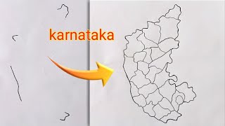 How to draw Karnataka Map with districts  Karnataka map drawing easy Trick [upl. by Ecniuq]