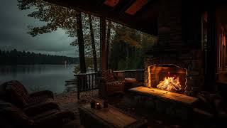 Cozy Rain on Porch with Crackling Fireplace and Gentle Rain Sounds to Relaxing and Sleeping [upl. by Pelligrini]