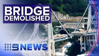 Remains of Morandi bridge demolished months after deadly collapse  Nine News Australia [upl. by Yesac]