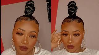 HOW TO High Top Knot Bun Tutorial Using Braiding Hair [upl. by Anirbas951]