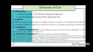 Process Planning and Cost estimationElements of cost By DrPRavikumar ProfessorMechatronics [upl. by Lura]