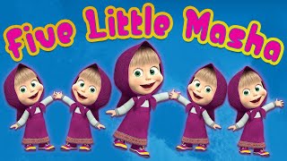 Five Little Masha Jumping on the Bed  5 Little Monkeys Jumping on the bed Nursery Rhymes [upl. by Ahsienar]