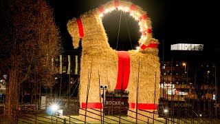 Swedens Gavle Christmas goat torched again [upl. by Hephzipa]