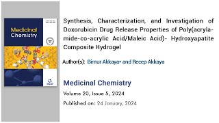 Synthesis amp Characterization Doxorubicin Drug Release from Composite Hydrogel  Bentham Science [upl. by Annayak]