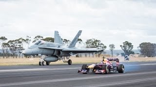 Daniel Ricciardo Drag Races F1 Car vs FA18 Hornet ✈️ [upl. by Wilfred]