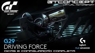 GRAN TURISMO SPORT  Dicas e Configuração Completa do volante Logitech G29 [upl. by Riccardo]