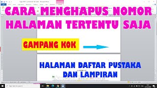 Cara Mudah Menghapus Nomor di Halaman Tertentu Saja [upl. by Ellivro]