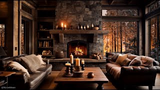 ❄️ Enjoy The Cozy Living Room Ambience with Crackling Fireplace and Snowfall Outside [upl. by Uahsoj]