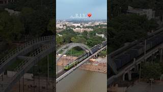 Rajamahedravaram📍 RJY BRIDGE rajamahendravaram rjy indianrailways drone train river trend [upl. by Ruttger]