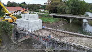 Pont dOsserain  Déconstruction  Etapes 2 et 3  Instrumentation et chargement [upl. by Enitsirc]