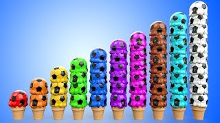 Ice Cream Scoops Soccer Balls to Learn Colors and Numbers for Kids  3D Toddler Learning Videos [upl. by Attenej324]