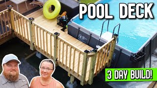 We Built This Pool Deck in 3 Days  Above Ground Pool Deck DIY Build Start to Finish [upl. by Ellainad]