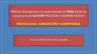 Oposiciones de Gestión Procesal y Administrativa  TEST TEMA 19  oposiciones test 18 [upl. by Herm]